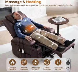 35 in. W Brown Power Lift Recliner Chair with 8-Point Massage