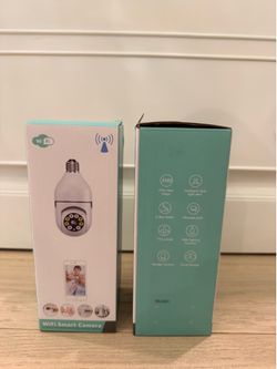 2 WiFi Smart Security Cameras – Light Socket Style – New/Open Box