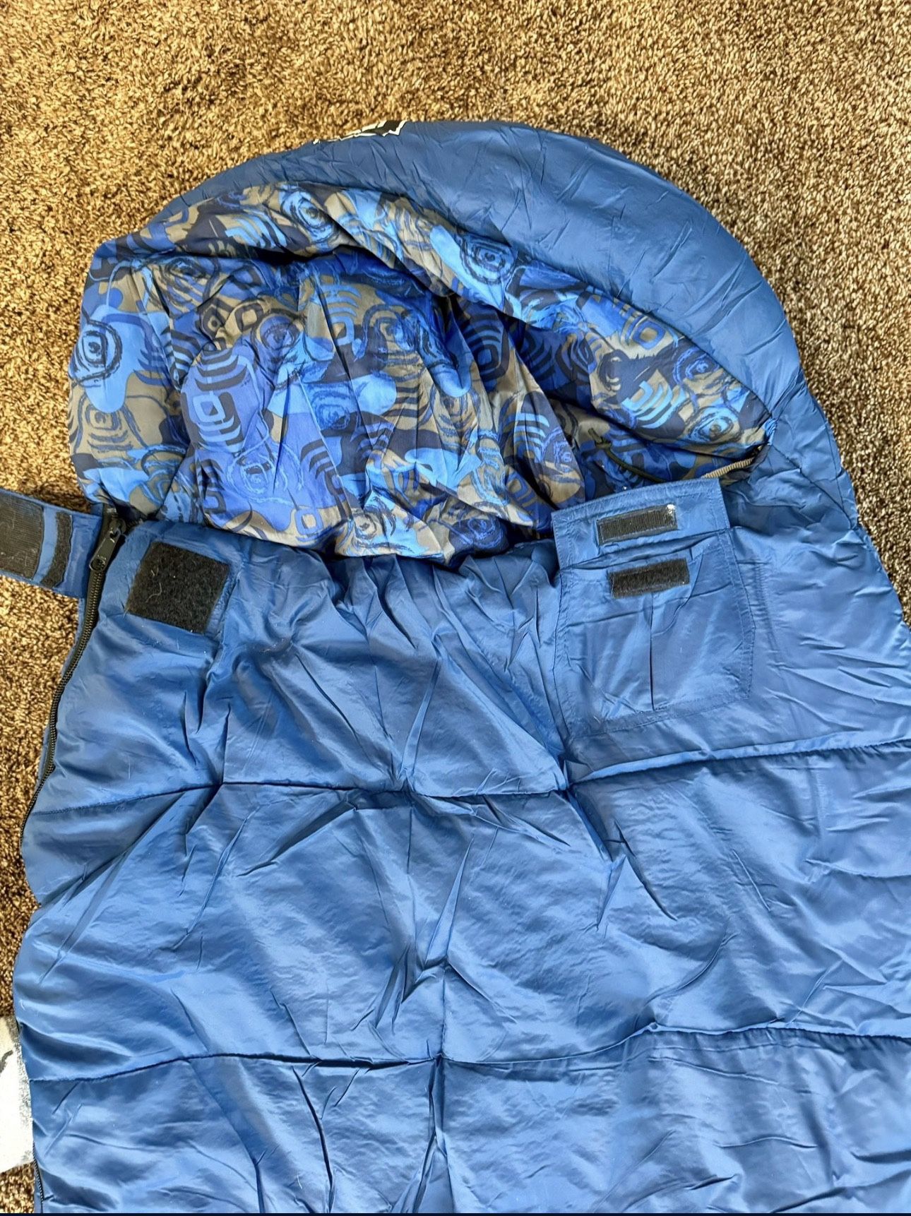 REI Co-Op Kindercone Mummy Sleeping Bag 30 F Kids Youth Blue Camping CLEAN