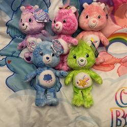 8” MWT New Care Bears Tie Dye 2007 Play Along True Heart Cheer Share Grumpy Oopsy Bear