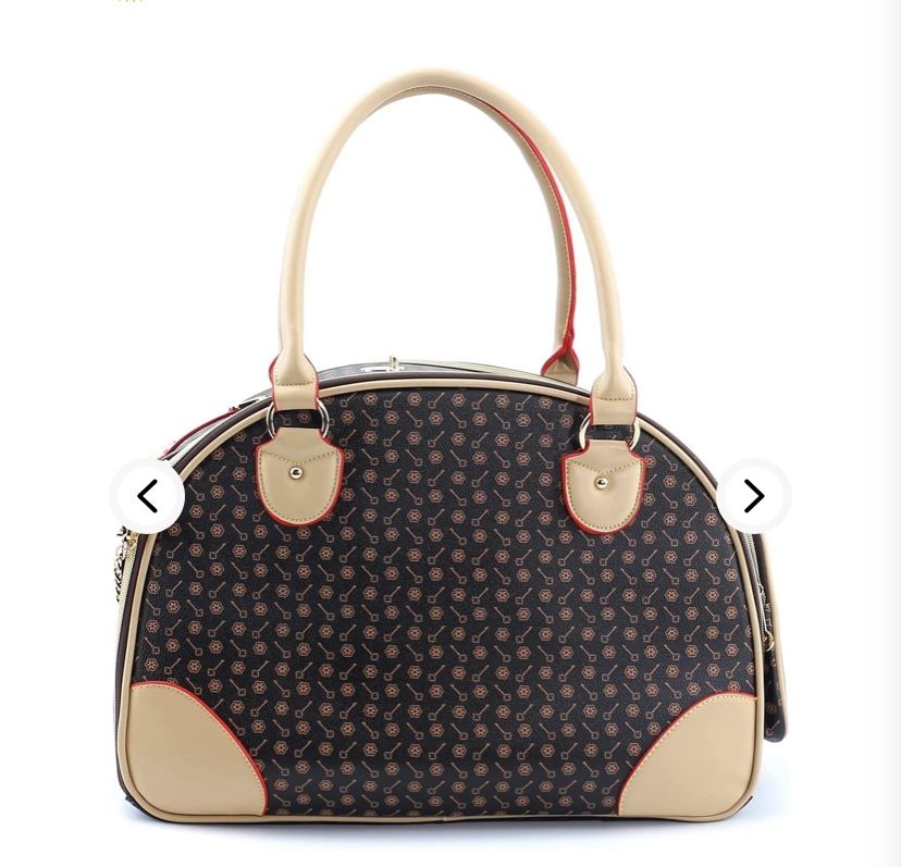 Fashion Pet Dog Carrier Purse Foldable Dog Cat Handbag Leather Tote Bag Soft-Sided Carriering for Puppy and Small Dogs Portable Travel TSA Airline-App