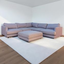 🚚DELIVERY- West Elm Large Gray Sectional Sofa W/ Ottoman