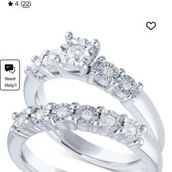 Diamond Bridal Set in Sterling Silver