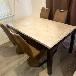 Dining Table Marble Design Chairs