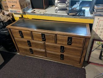 Oak Dresser with Black Laminate Top