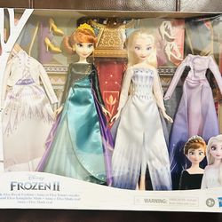 Disney Frozen II Anna & Elsa Royal Fashion Doll Set NEW Outfits Shoes Accessory