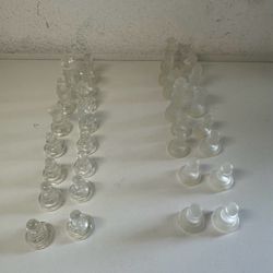 Complete 32 Set Glass Chess Set