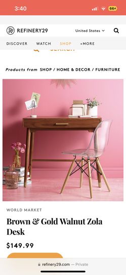 Like New World market Solid Walnut Gold Desk