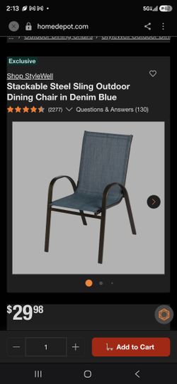 6 outdoor chairs blue sling stackable