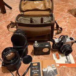 Vintage Film Camera Bundle w/ Lenses & Camera Bag