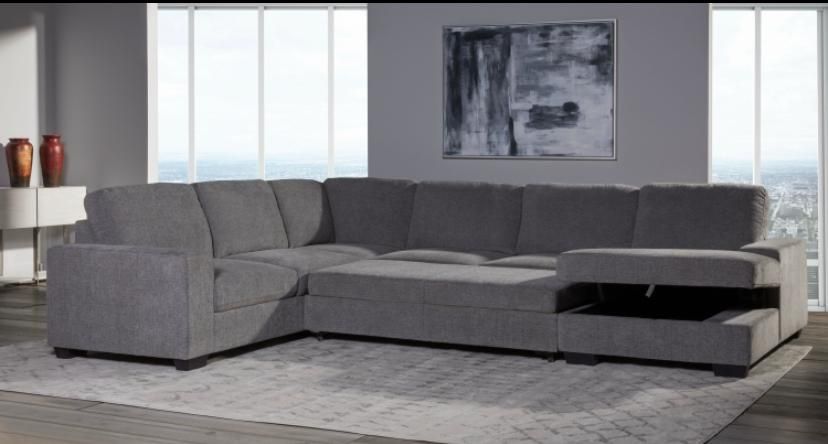 Brand  New  Sectional  With The Sleeper And Storage On The Chase In Stock 