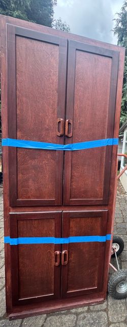 Large Mahogany Wood Storage Cabinet