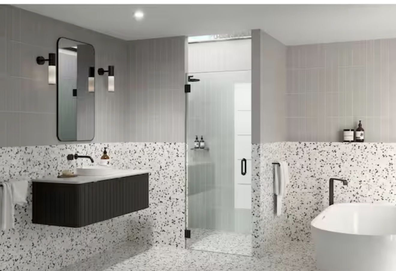 Glass Warehouse 28.5 in. W x 78 in. H Pivot/Hinged Frameless Shower Door in Matte Black Door Only Width Adj 28.875 29.275