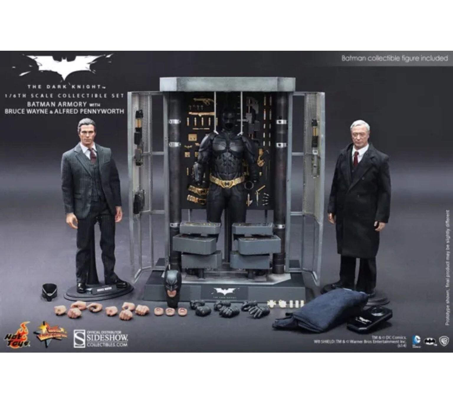 1/6 Hot Toys Dark Knight MMS236 Batman Armory with Bruce Wayne & Alfred Pennyworth 1/6th Scale Collectible Set