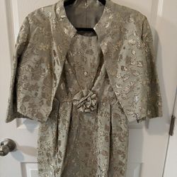 Vintage Gold Brocade Dress and Jacket Set