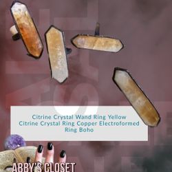 Citrine Crystal Wand Ring Yellow Citrine Crystal Ring