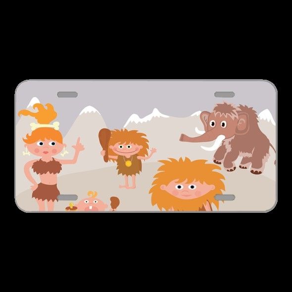 License Plate Novelty Car Front Prehistory Mammoth Family