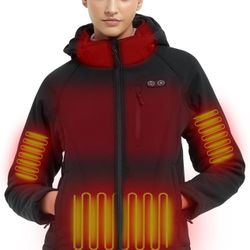 Heated Jackets for Women with Battery Pack Included, Softshell Womens Heated Jacket with Adjustable＆Detachable Hood（small）