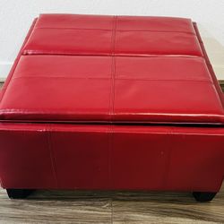 Leather Tray top storage Ottoman