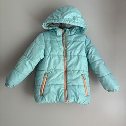 Carter’s Toddler Girls 5T Aqua Winter Puffer Jacket Fleece Lined Warm 