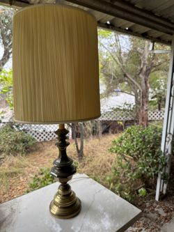 Brass lamp with shade