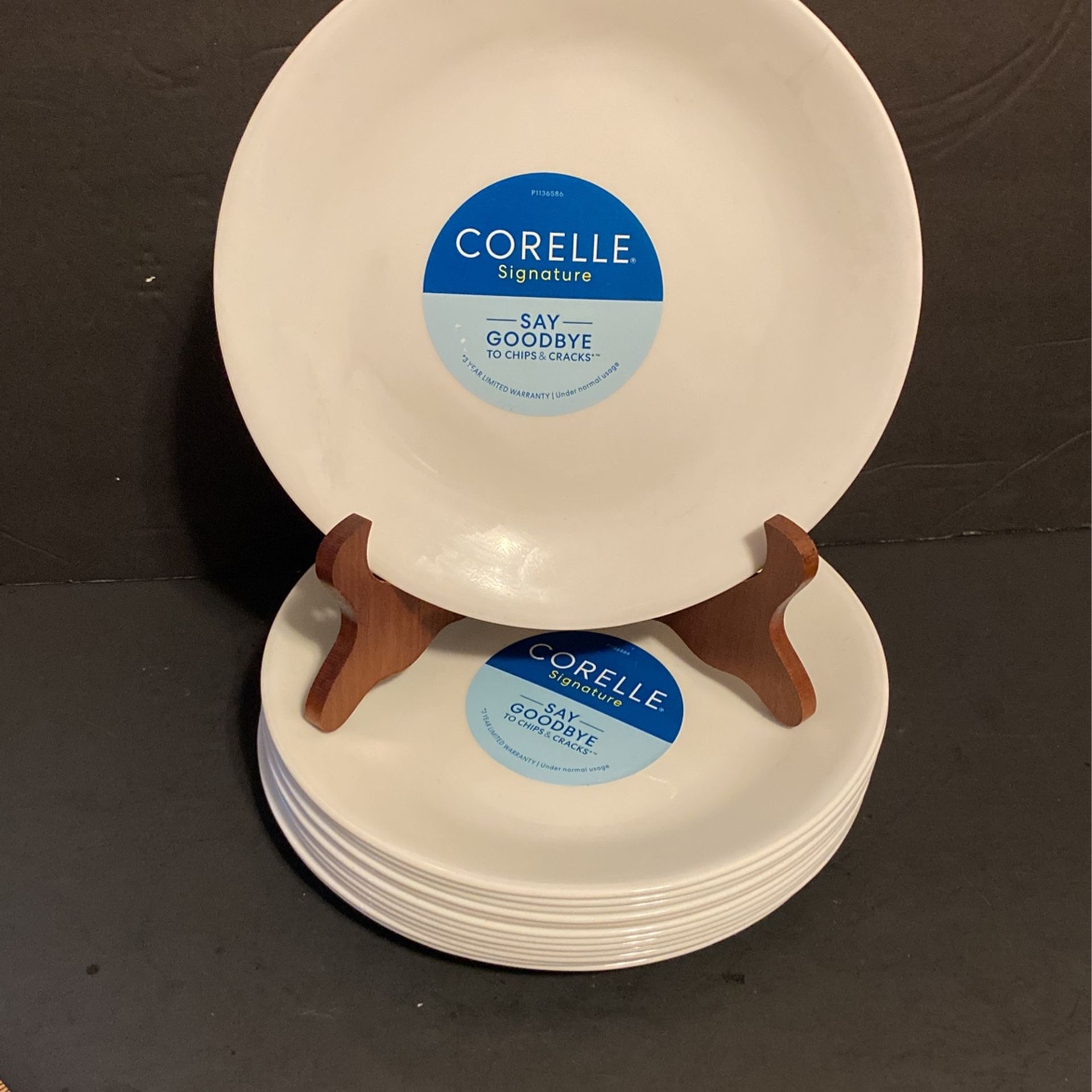 New Corelle Salad Plates. 8 1/2 Inches. 3 Each. See description for