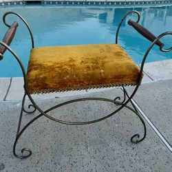 Vintage Hollywood Regency Style Vanity Stool Bench