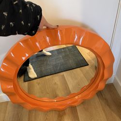 Orange Contemporary Round “Ruffle” Mirror Designer Inspired! 