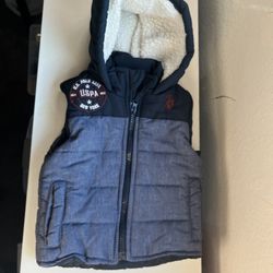 US Polo Puffer Vest  Sherpa. Size 12 Months 