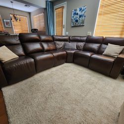 Leather Sectional with 3 Powered Recliner