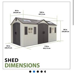 Lifetime 15x8 Dual Entry shed.  New!