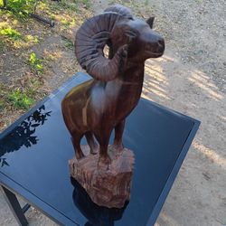 15 "Tall Hand Carved Ironwood Large Ram 