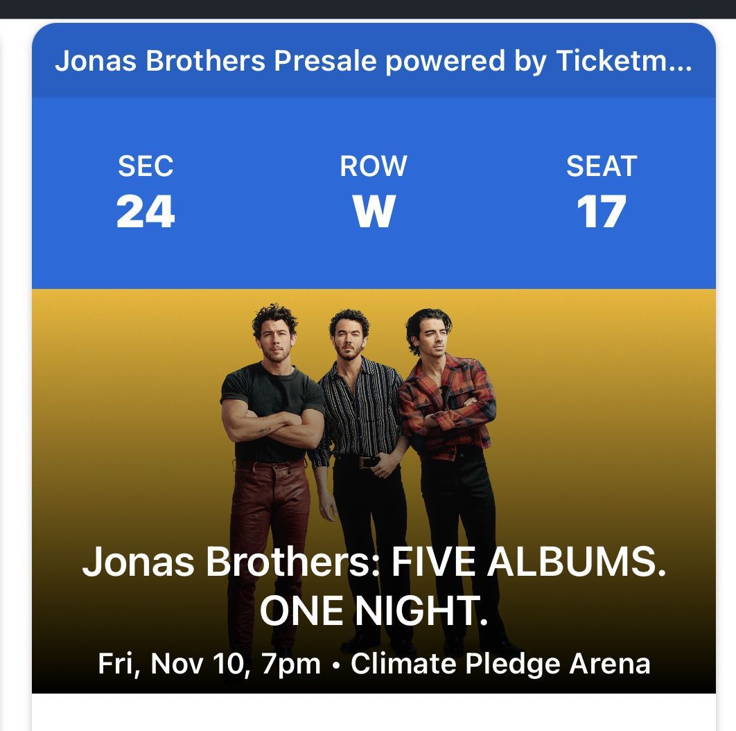 3 Tickets To Jonas brothers Seattle Climate Pledge—- Jonas brothers Concert