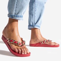 Flat Sandal Red Size 7 New In Box