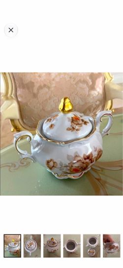 Antique Norway Rose Mini Sugar Bowl & Lid Mini Sugar Bowl & Lid Norway Rose Crafted In Bavaria / Germany Crafted In Bavaria / Germany Hand Wash Con