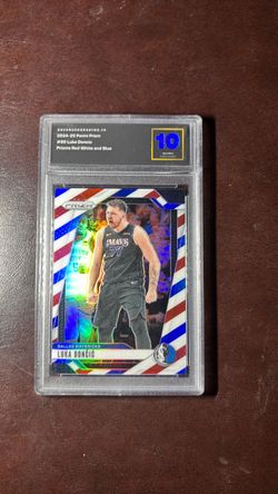 Luka Doncic 2024-25 Panini Prizm Red White Blue Graded 10