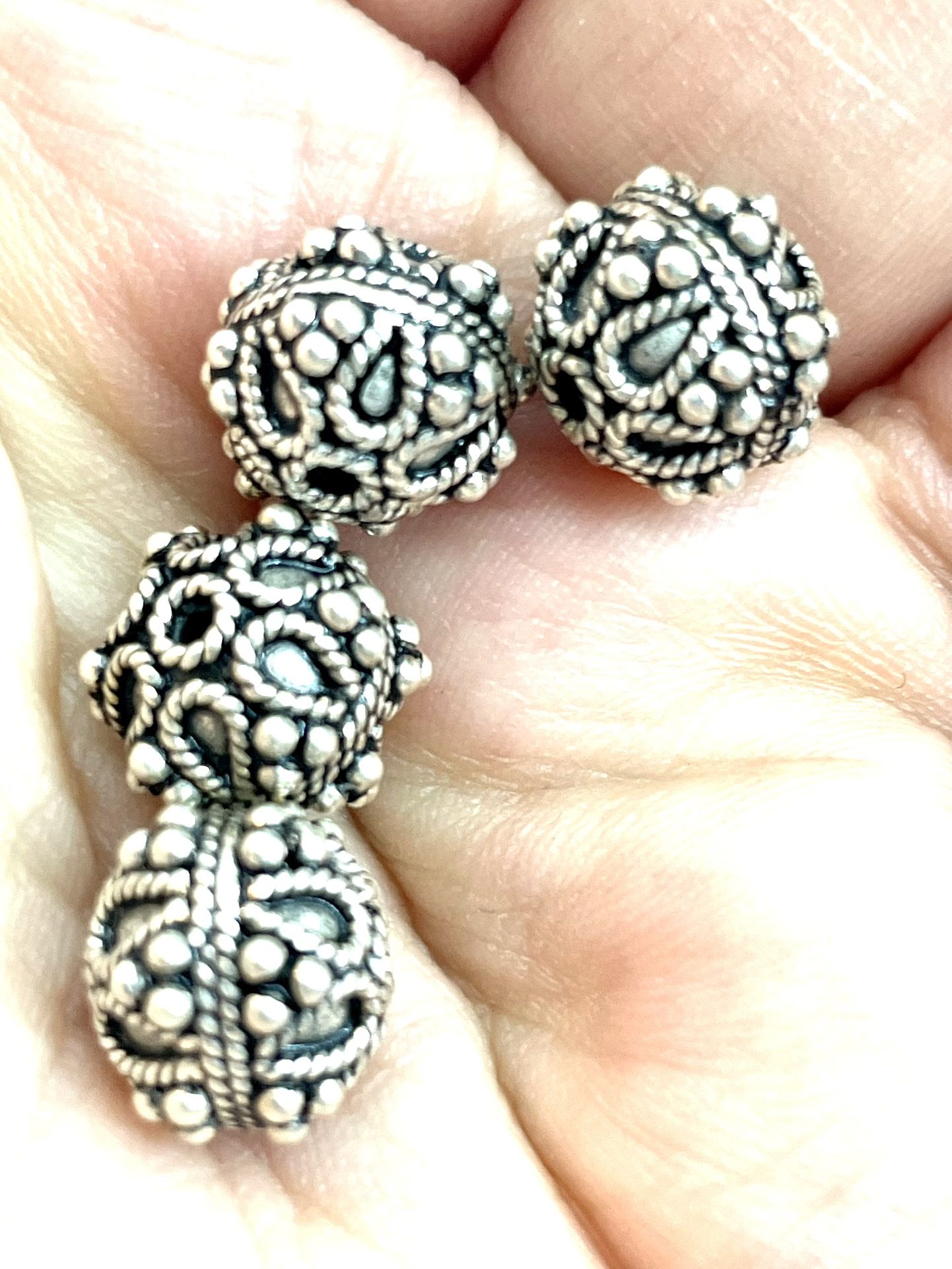 2 Sterling Silver Bali Beads