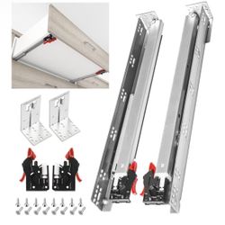SHUHANG 6 Pair Undermount Drawer Slides 24 inch Soft Close 80 lb Load Capacity Ball Bearing Hidden Bottom Mount Rails Full Extension Runners with Adju