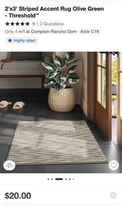 Threshold 2x3 Striped Accent Rug Olive Green