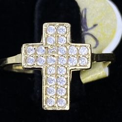 $200 Yellow Gold W Zirconia Cross Ring 