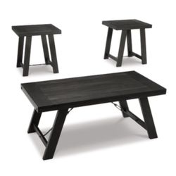 Black Coffee Table With End Tables Set