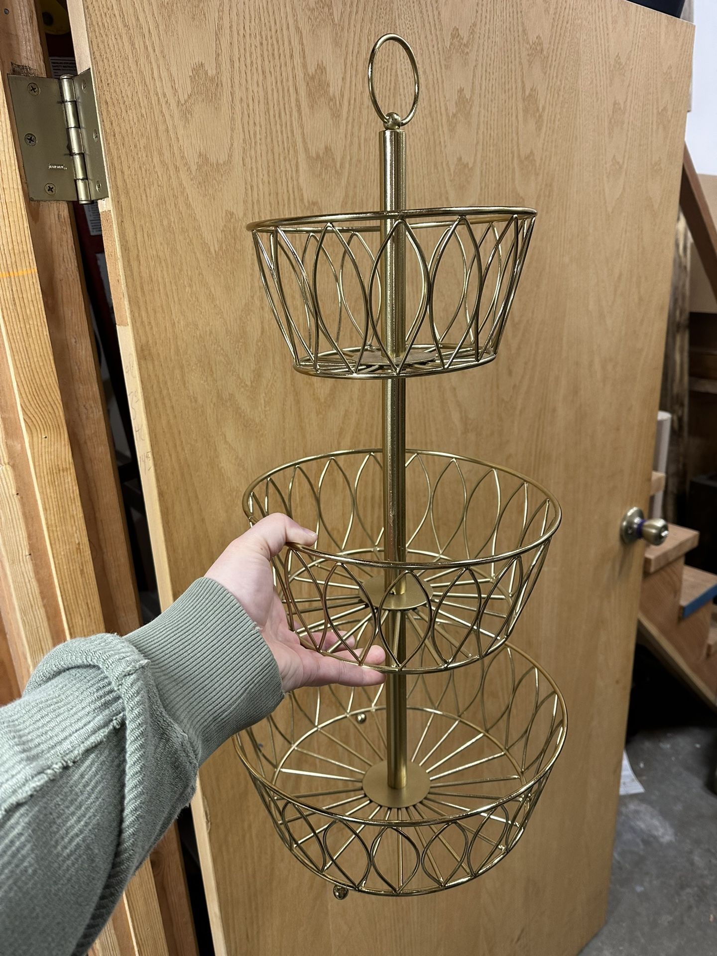 3 Tiered Gold Basket