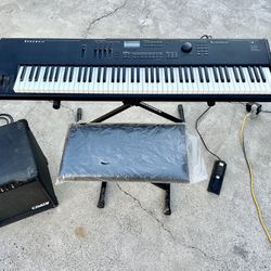 Kurzweil PC88 Keyboard Synthesizer w/ MIDI + Crate Keyboard Amplifier Pedal and Bench 