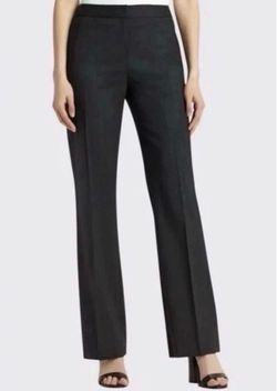 Lafayette 148 New York Menswear Black Wool Elastane Wide Leg Pants Size 8