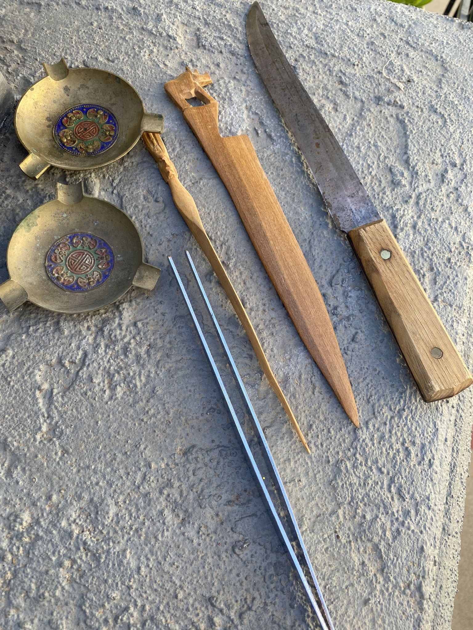 Vintage Letter Opener And Ash Trays