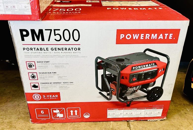 POWERMATE PM7500 Watts Gas Powered Portable Generator By Generac for