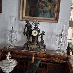 A Beautiful Pair Of Crystal Lamps. Very  Old 
