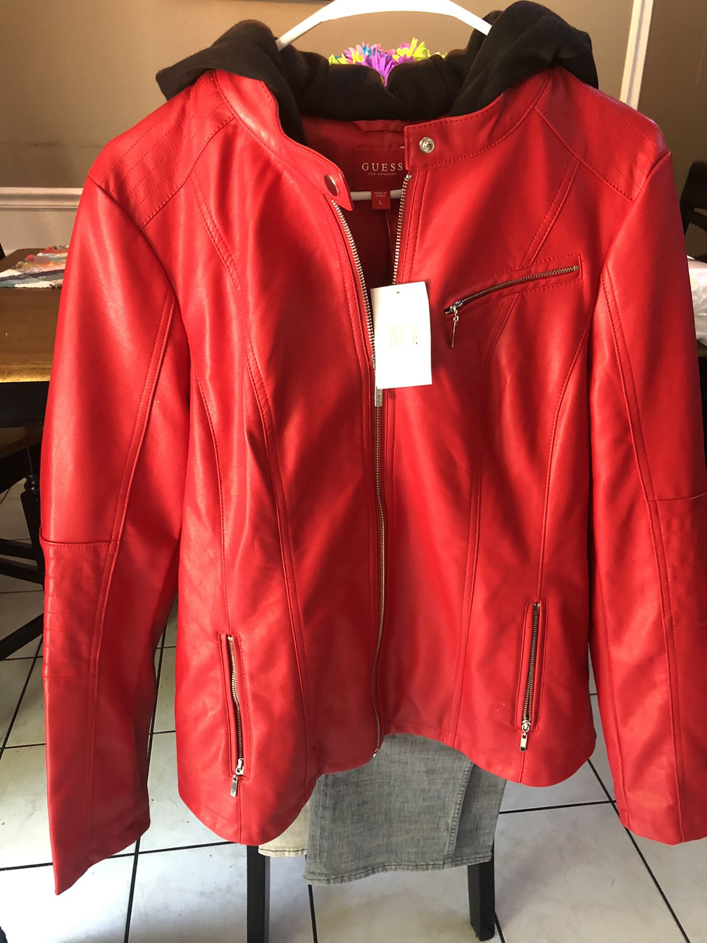 Guess leather jacket ***never worn ***