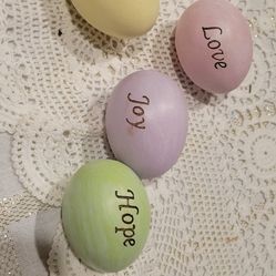 4 Easter Pastel Color Resin Decor Eggs