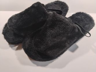 Black fuzzy sandals. Brand new. Size 9